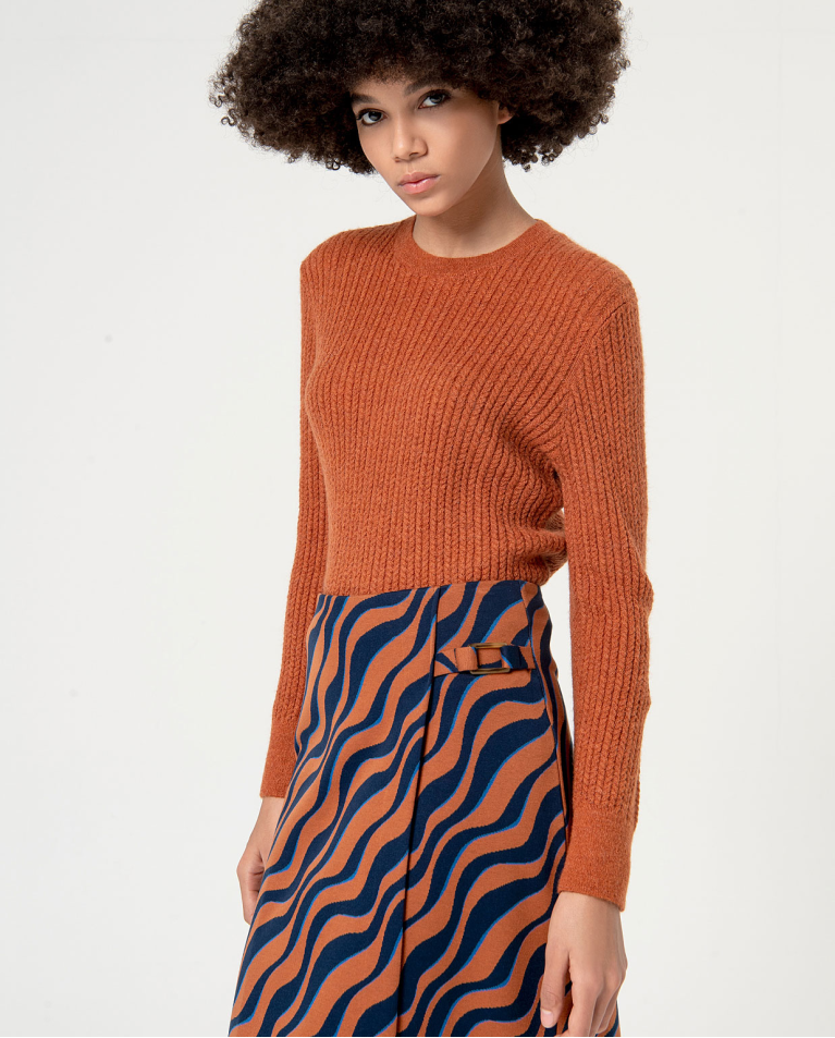 Surkana Falda Jacquard Cruzada Marrón