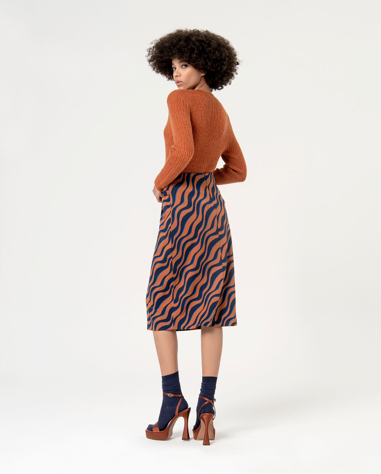 Surkana Falda Jacquard Cruzada Marrón