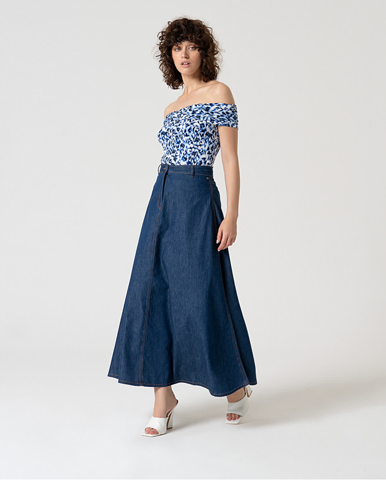 surkana Falda larga denim Azul