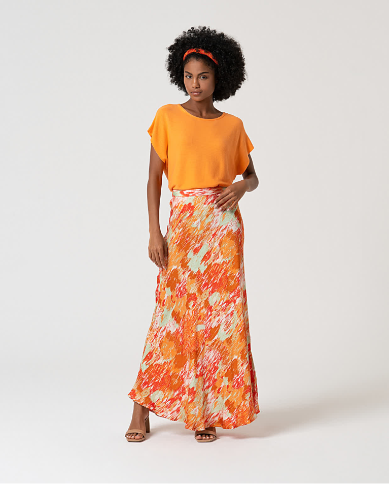 surkana Falda larga satinada estampada Multi