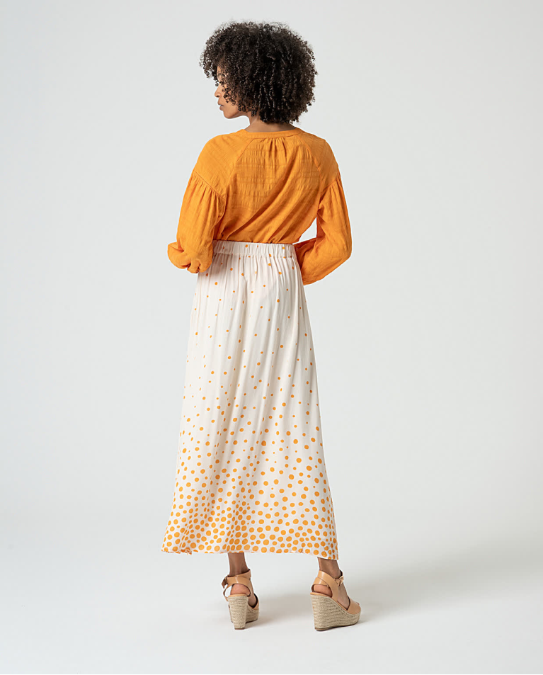 Surkana Falda Midi Estampado Lunares Beige