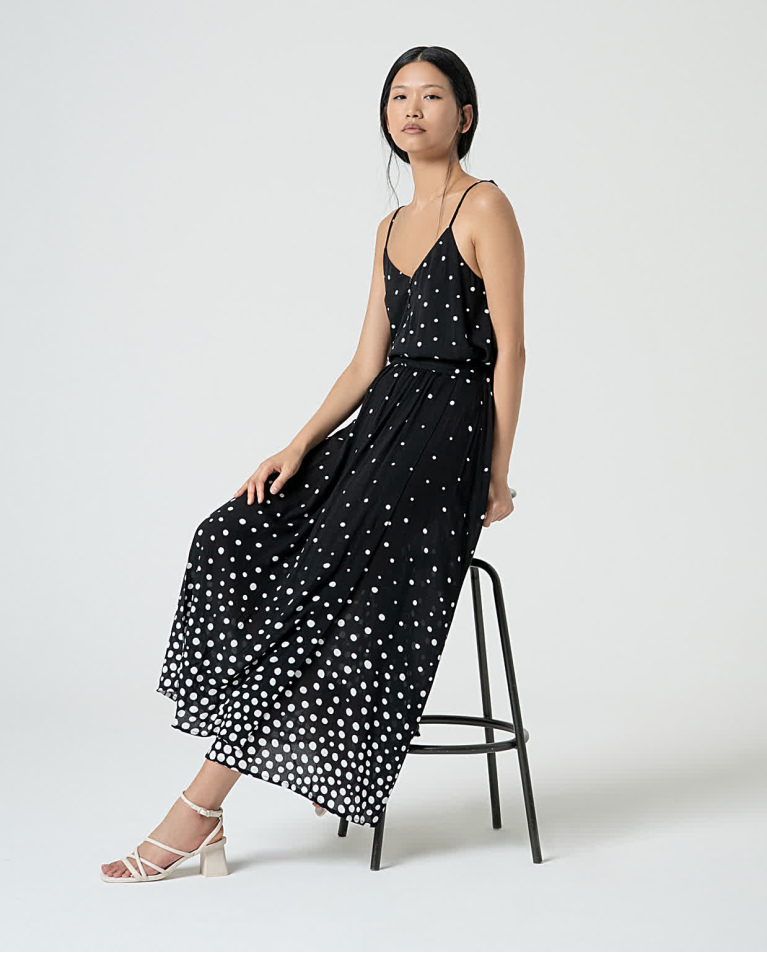 Surkana Falda Midi Estampado Lunares Negro