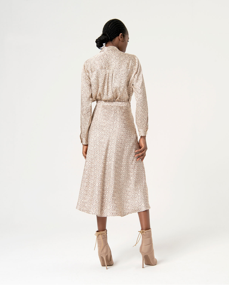 Surkana Falda Midi Satinada Estampada Crudo