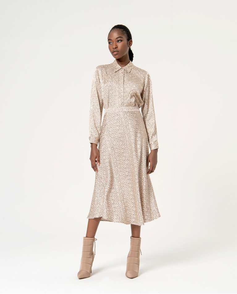 surkana Falda midi satinada estampada Crudo