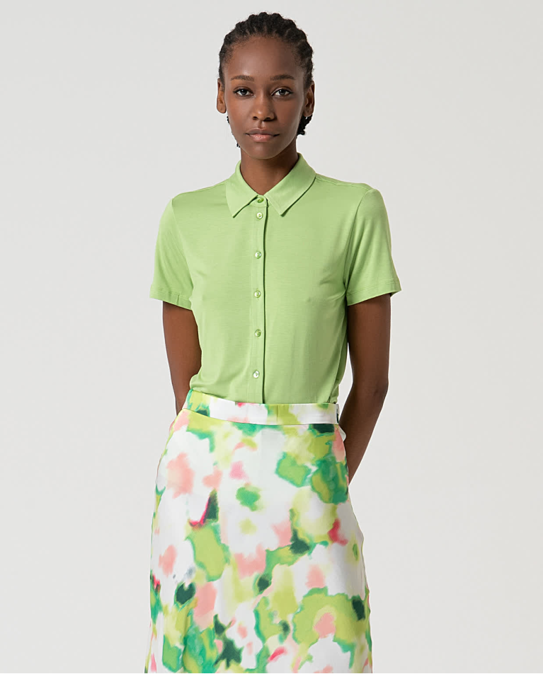 Surkana Falda Midi Satinada Estampada Verde