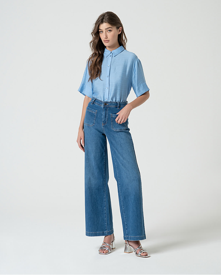 Surkana Jeans Denim Wide Leg Azul