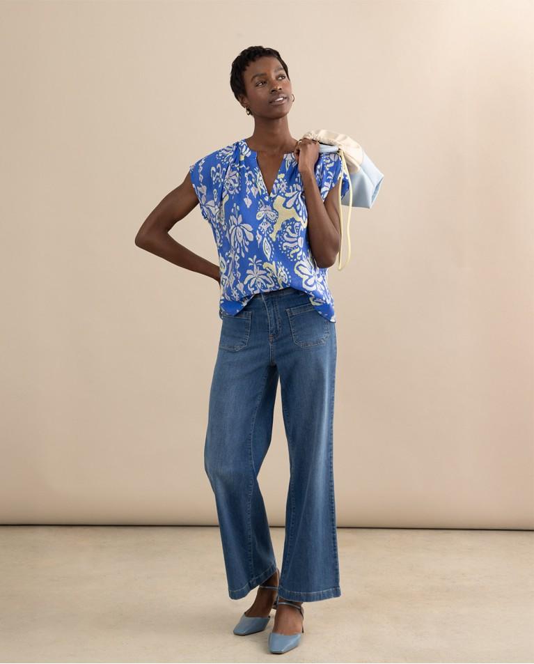 surkana Jeans denim wide leg Azul