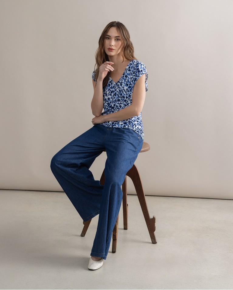 Surkana Jeans Wide Leg Algodón Azul