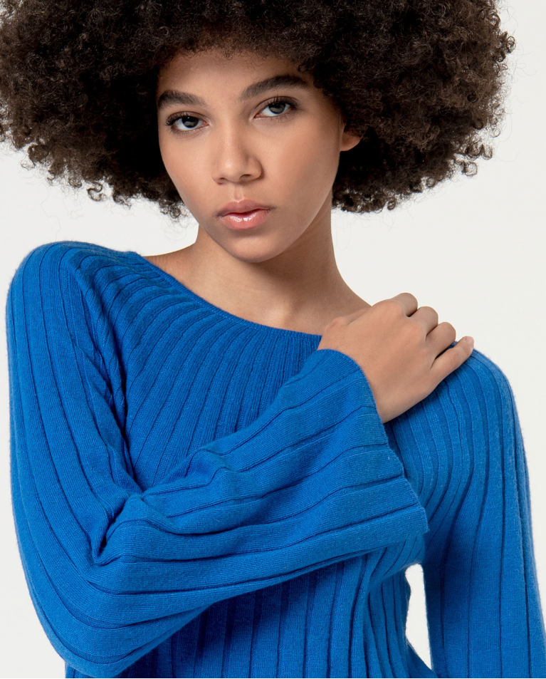 Surkana Jersey De Canalé Evasé Liso Azul