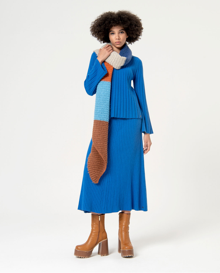 Surkana Jersey De Canalé Evasé Liso Azul