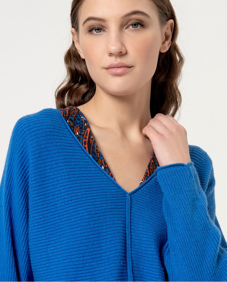 Surkana Jersey De Canalé Grueso Liso Azul