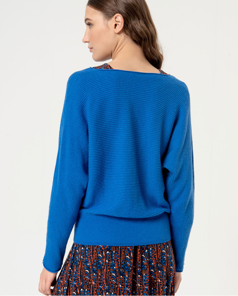 Surkana Jersey De Canalé Grueso Liso Azul