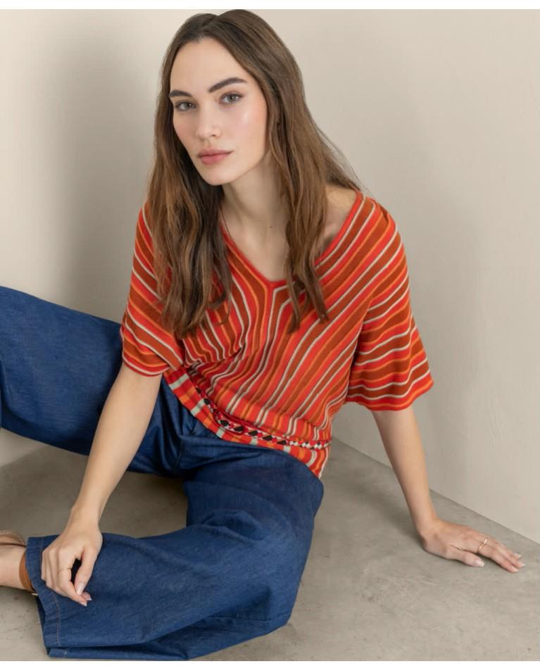 Surkana Jersey De Punto Manga Murciélago Naranja