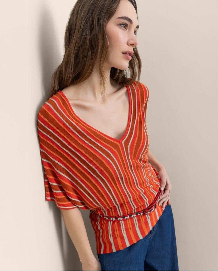 surkana Jersey de punto manga murciélago Naranja