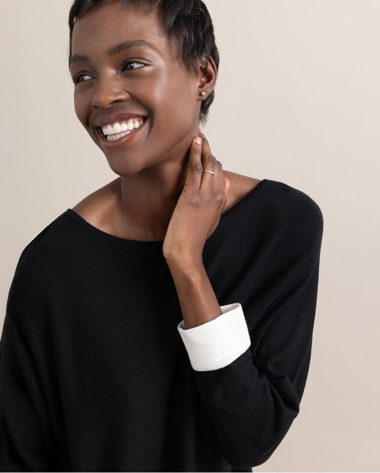 Surkana Jersey De Punto Manga Murciélago Negro