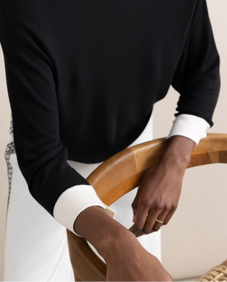 Surkana Jersey De Punto Manga Murciélago Negro