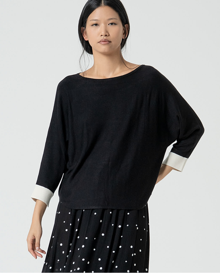 Surkana Jersey De Punto Manga Murciélago Negro