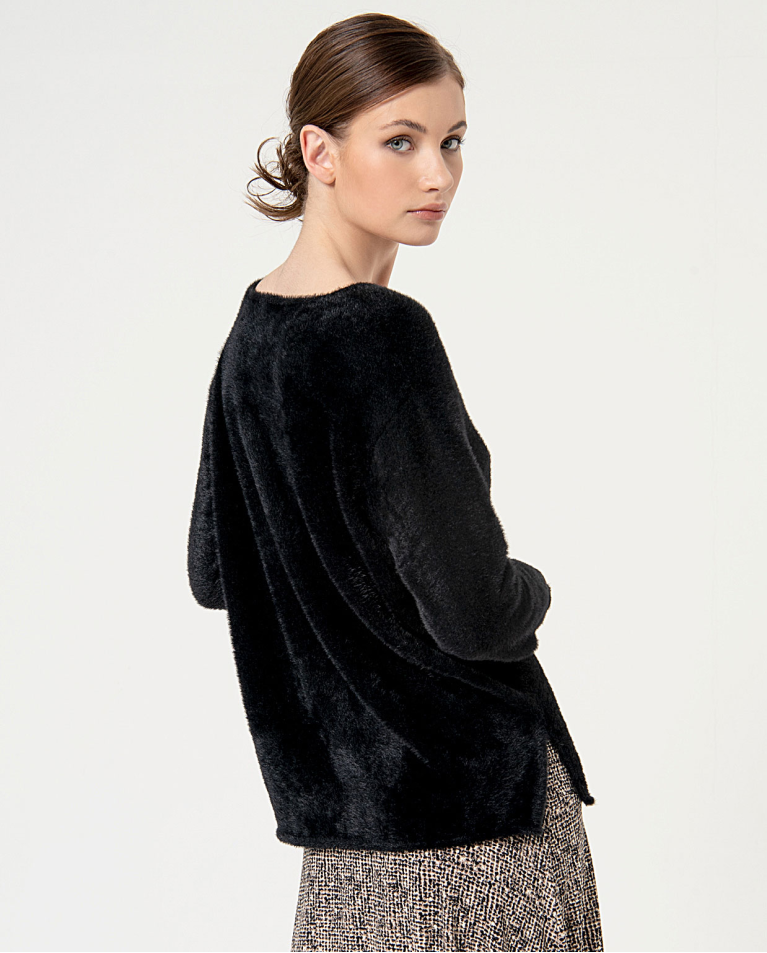 Surkana Jersey Efecto Cepillado Liso Negro