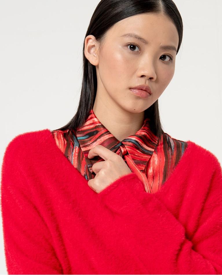 Surkana Jersey Efecto Cepillado Liso Rojo