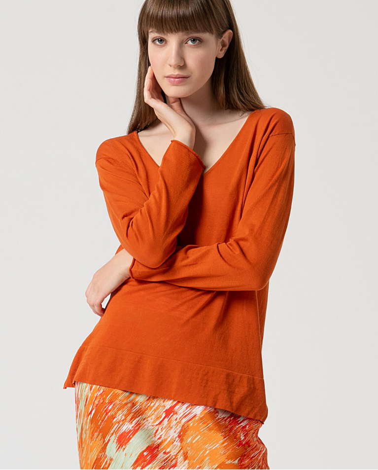 surkana Jersey entretiempo algodón liso Teja