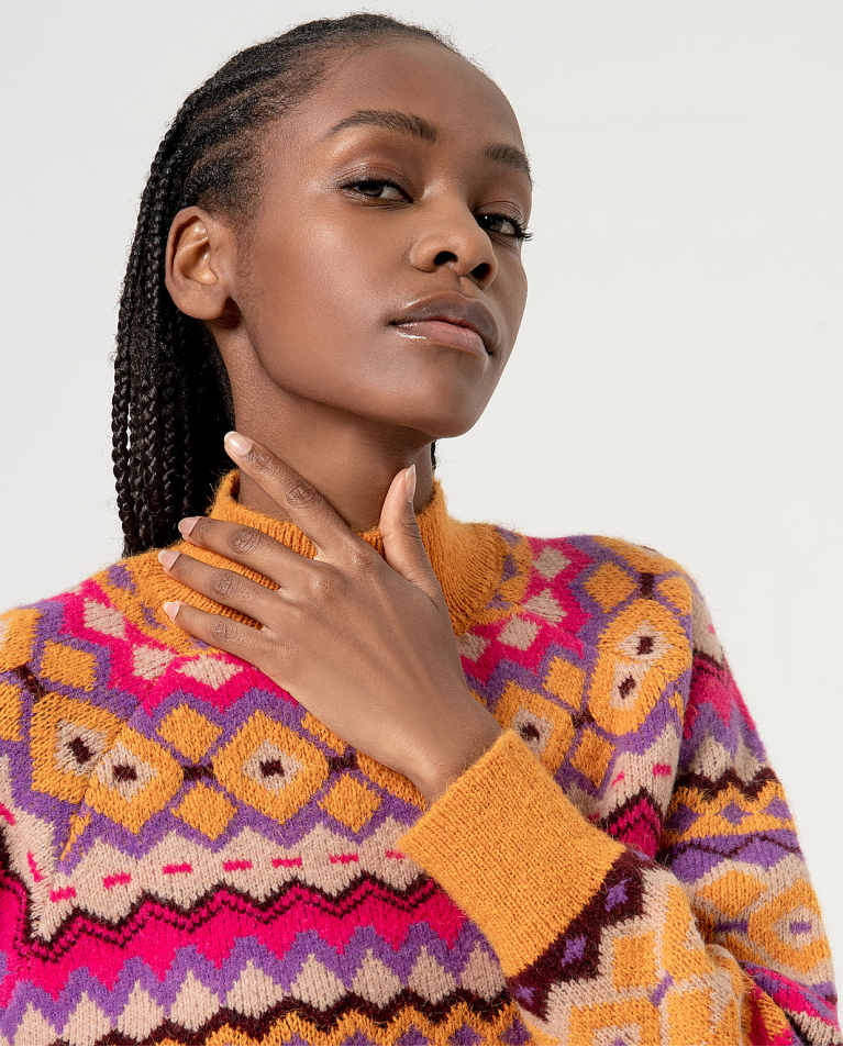 Surkana Jersey Jacquard Rombos Naranja