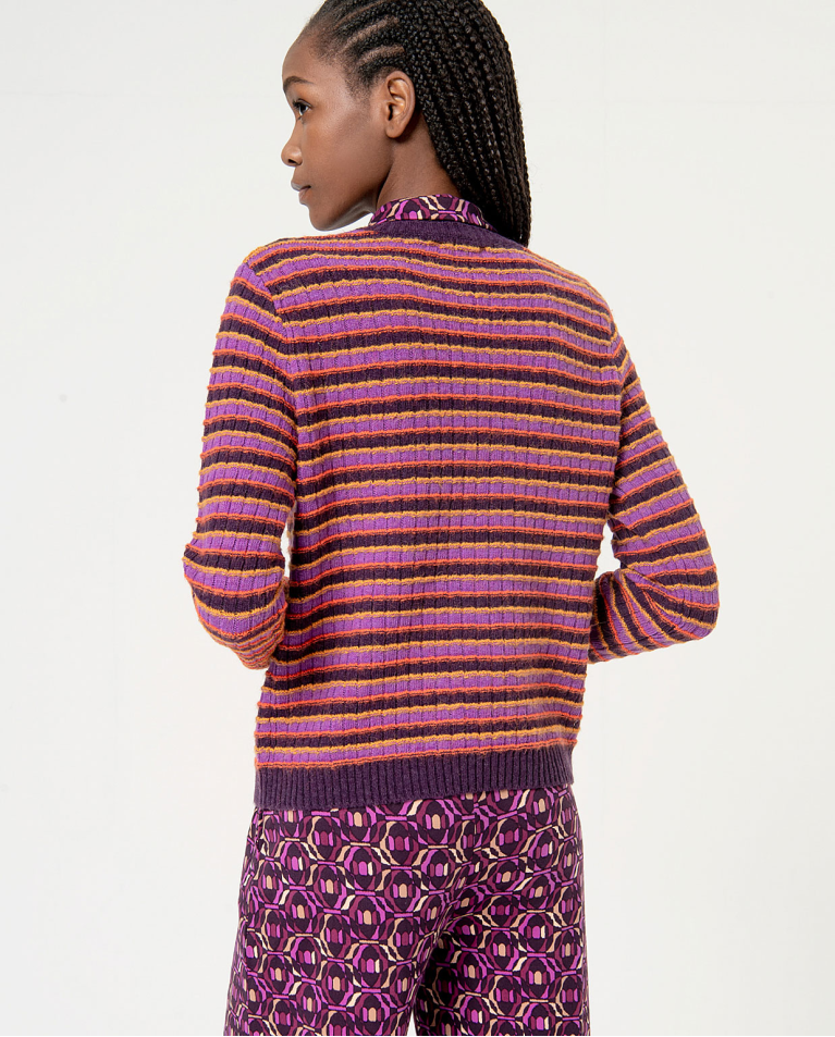Surkana Jersey Lana Estructura A Rayas Morado