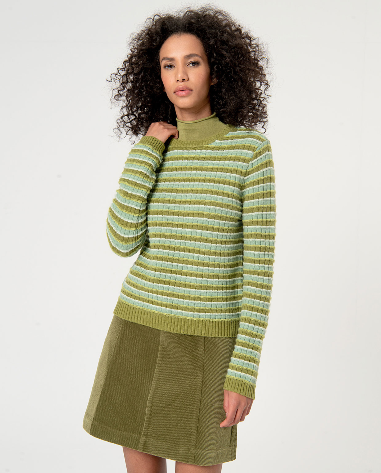 Surkana Jersey Lana Estructura A Rayas Verde