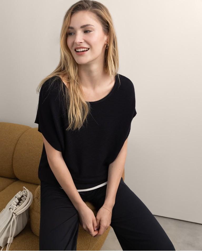 Surkana Jersey Manga Corta De Punto Liso Negro