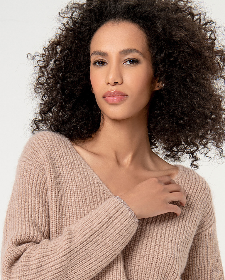 Surkana Jersey Recto De Punto Grueso Liso Piedra