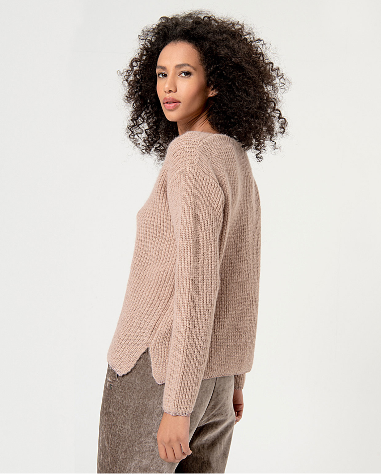 Surkana Jersey Recto De Punto Grueso Liso Piedra