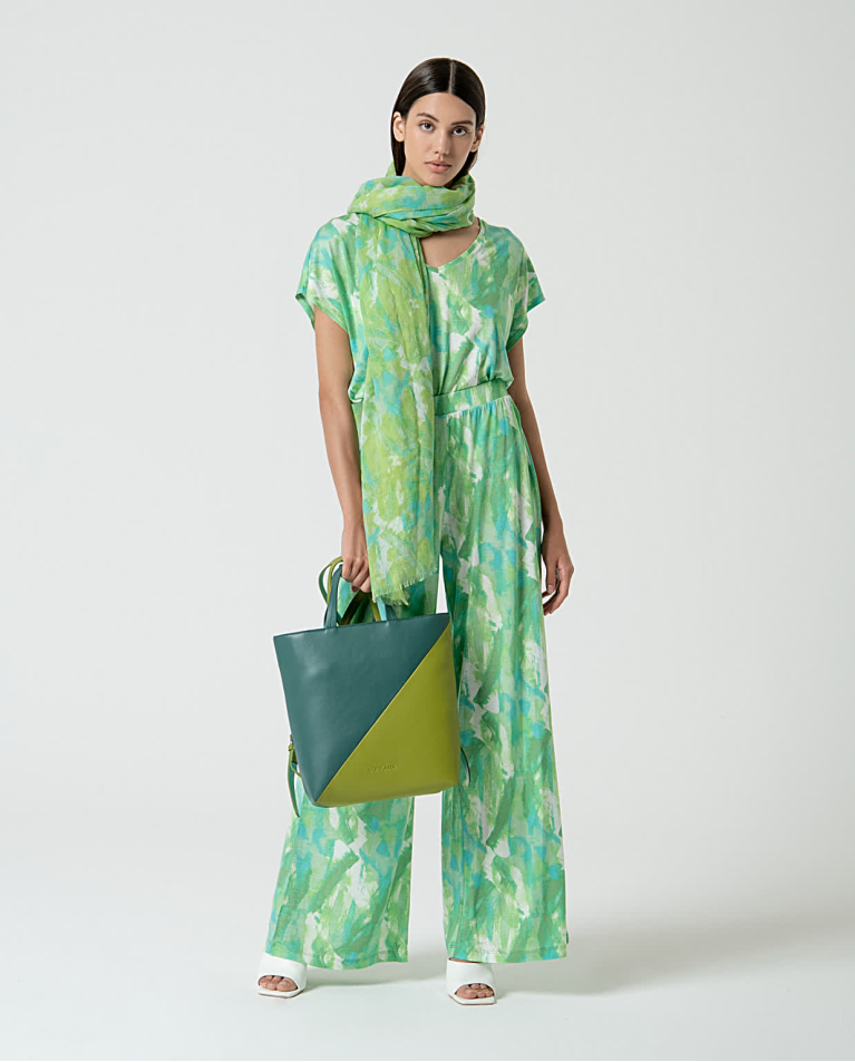 Surkana Mochila Efecto Piel Bicolor Kaki