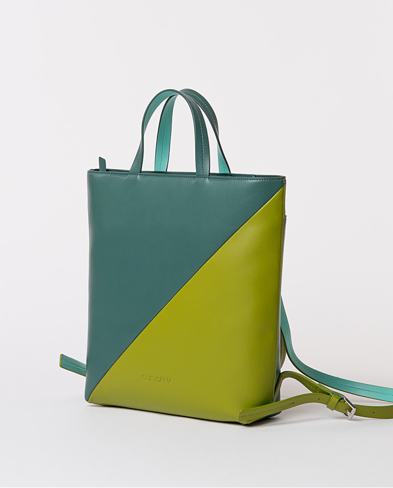 Surkana Mochila Efecto Piel Bicolor Kaki