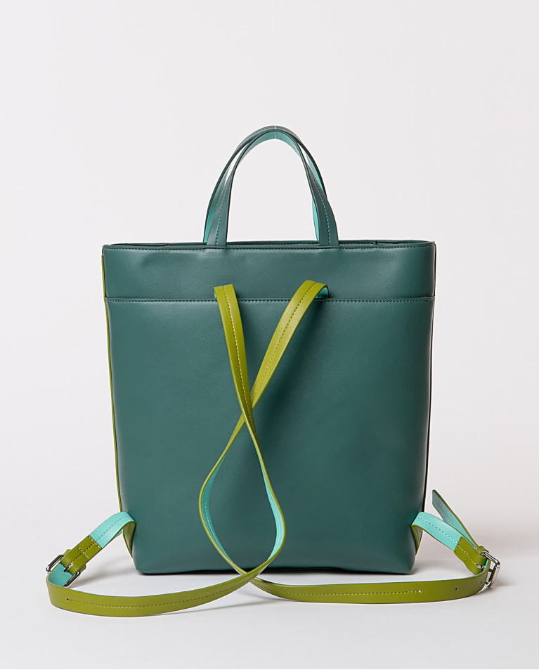 Surkana Mochila Efecto Piel Bicolor Kaki