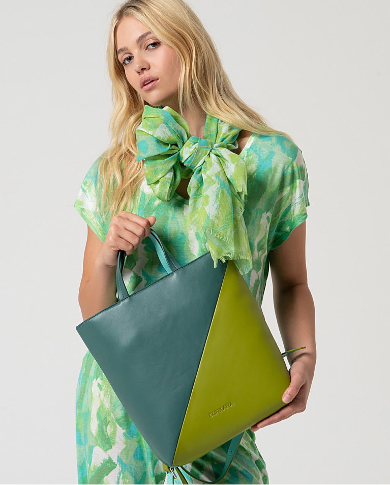 surkana Mochila efecto piel bicolor Kaki