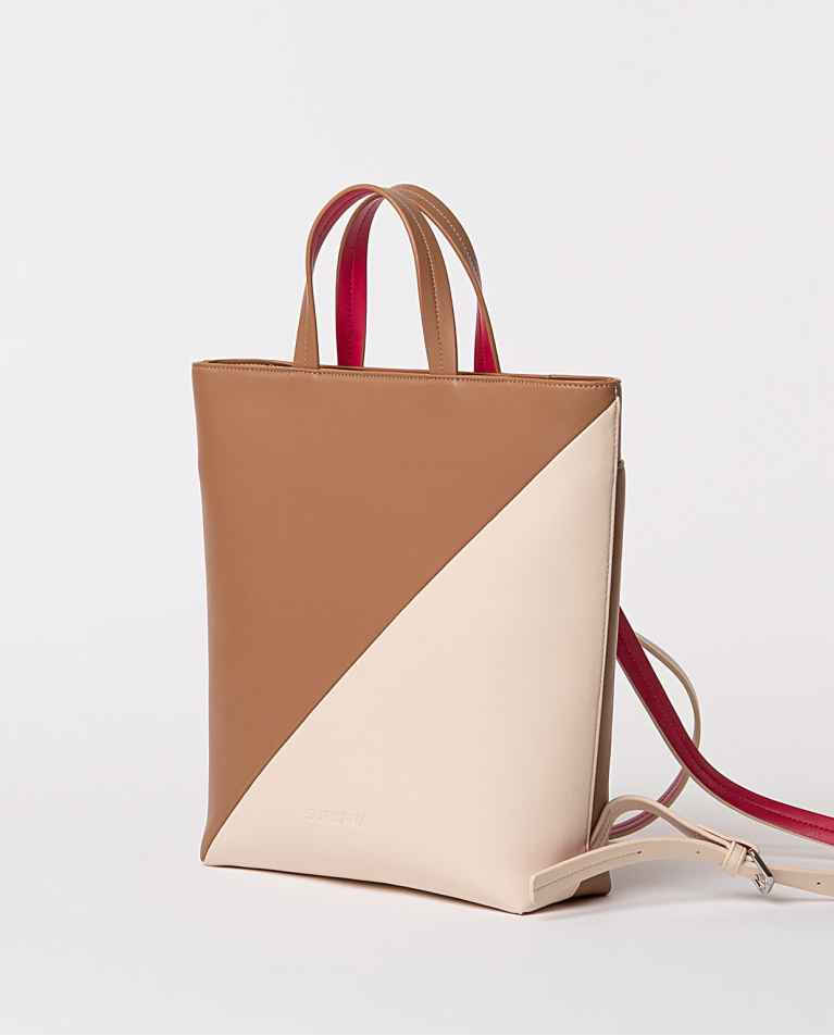 Surkana Mochila Efecto Piel Bicolor Marrón