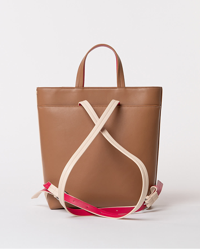 Surkana Mochila Efecto Piel Bicolor Marrón