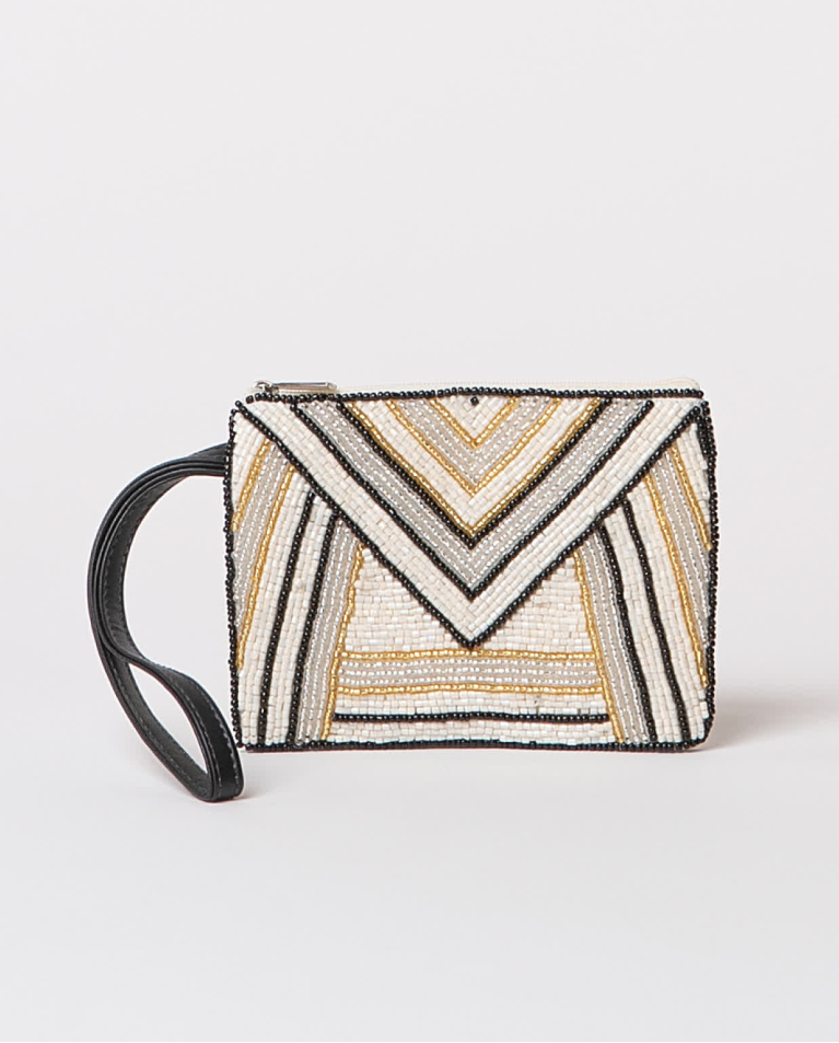 surkana Monedero con abalorios metalizados Crudo