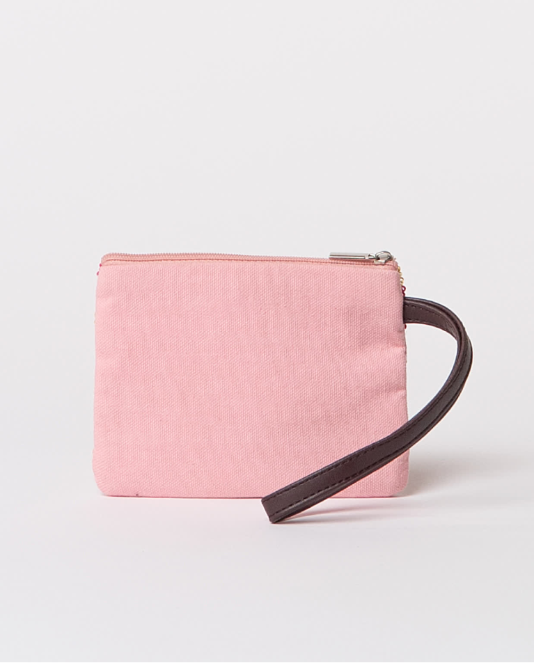 Surkana Monedero Con Abalorios Metalizados Rosa