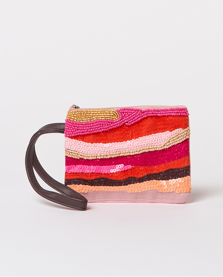 surkana Monedero con abalorios metalizados Rosa