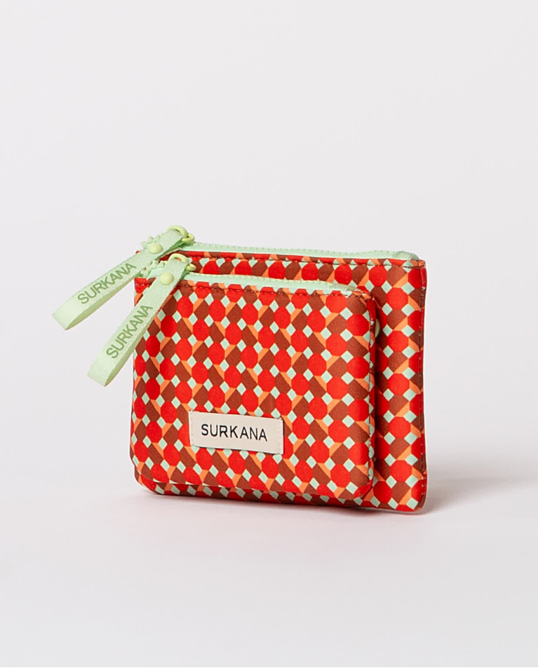 Surkana Monedero Doble De Neopreno Estampado Rojo