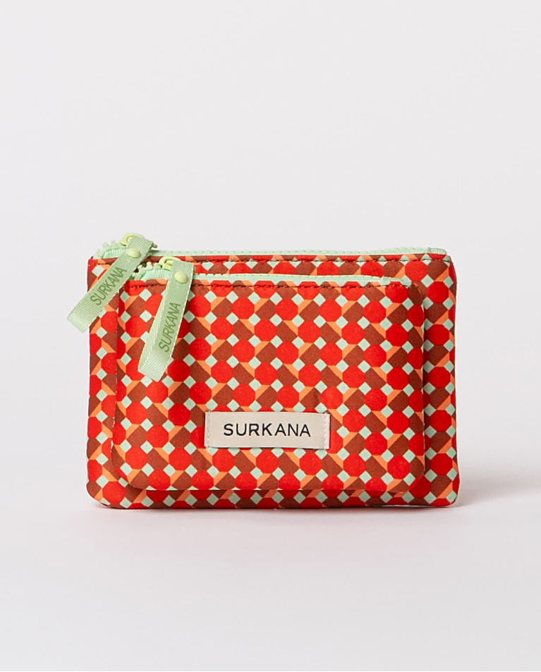 surkana Monedero doble de neopreno estampado Rojo