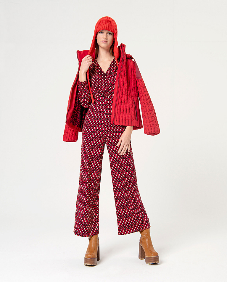 Surkana Mono Elástico Cruzado Estampado Rojo