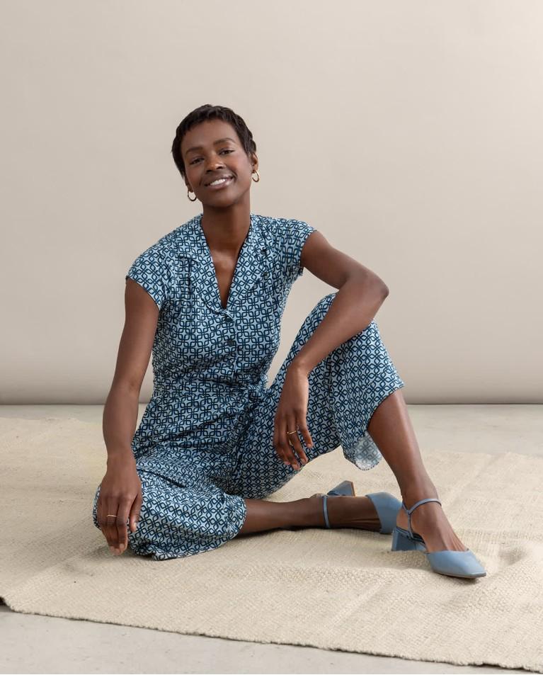 Surkana Mono Elástico Manga Corta Estampado Azul