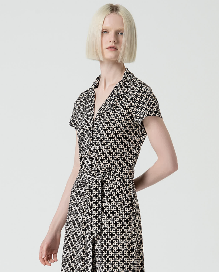 Surkana Mono Elástico Manga Corta Estampado Negro