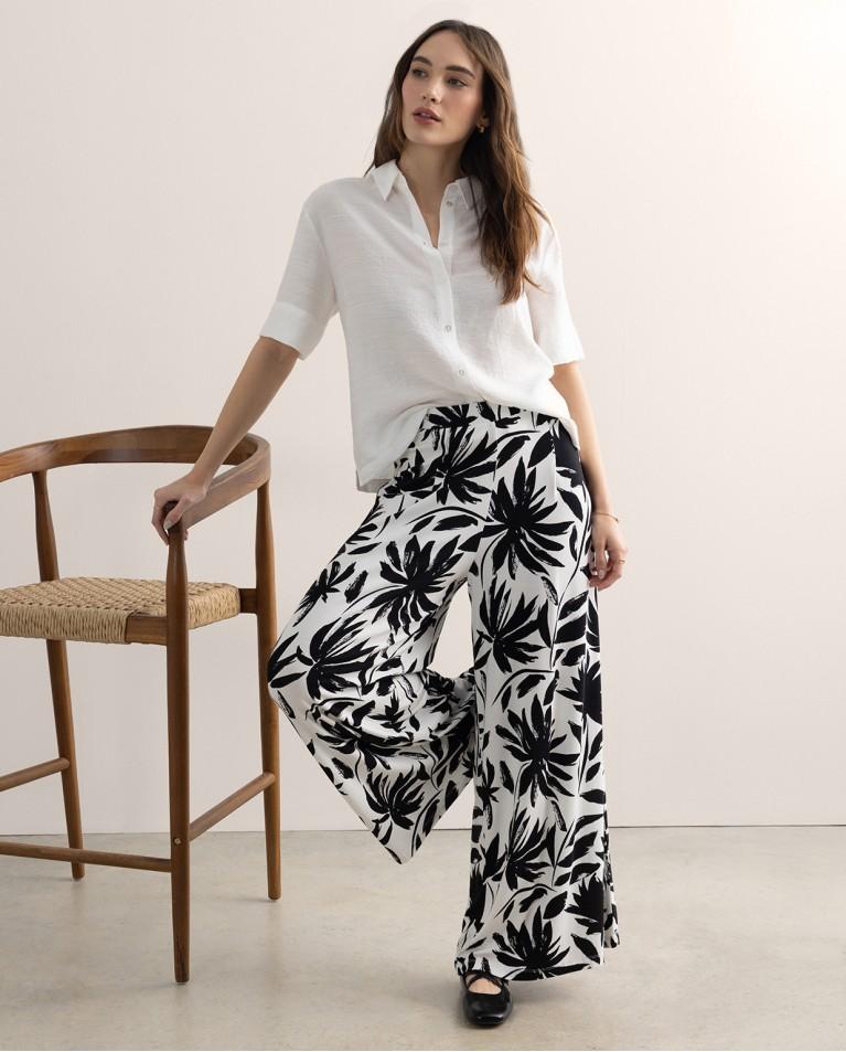 surkana Pantalón ancho y elástico estampado Negro