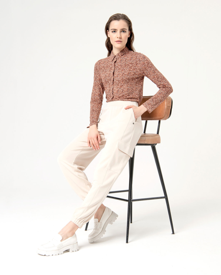 Surkana Pantalón Cargo Elástico Liso Crudo