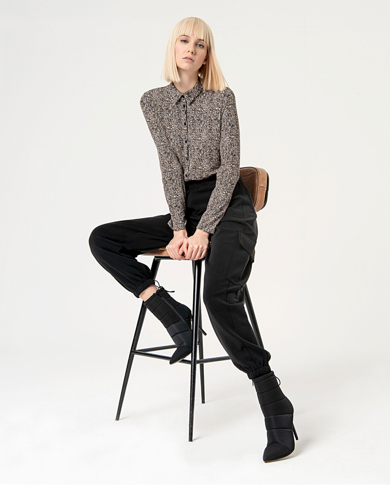 Surkana Pantalón Cargo Elástico Liso Negro