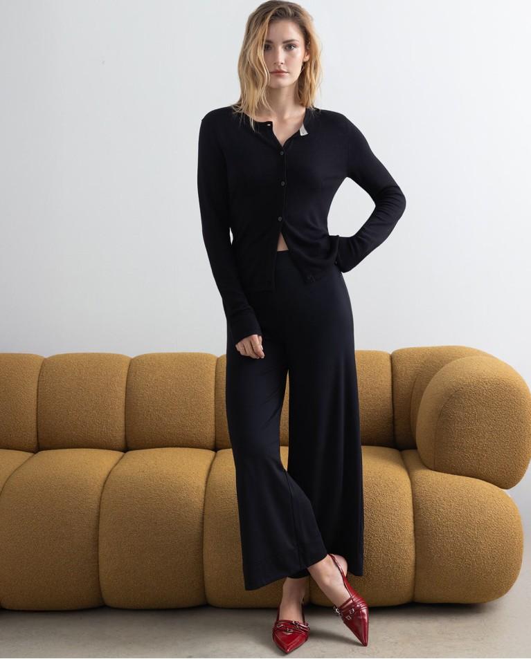 surkana Pantalón cropped elástico liso Negro