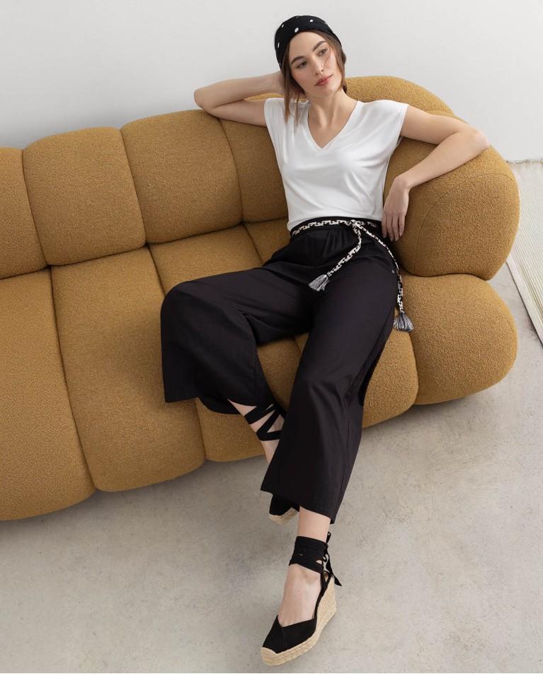 Surkana Pantalón Culotte Con Cinturón Negro