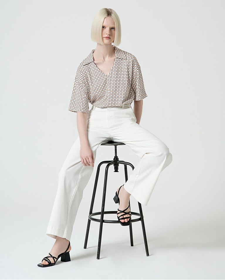 Surkana Pantalón Flare Denim Liso Blanco